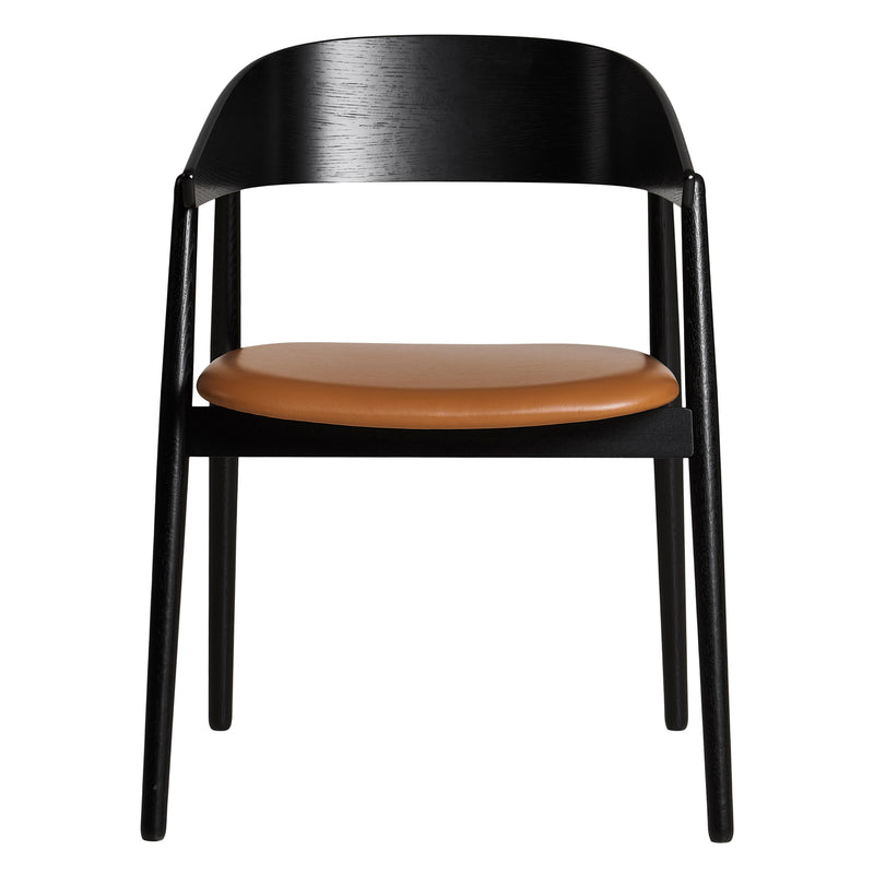 Andersen Furniture - AC2 Stuhl gepolstert | Eiche schwarz lackiert / Leder cognac