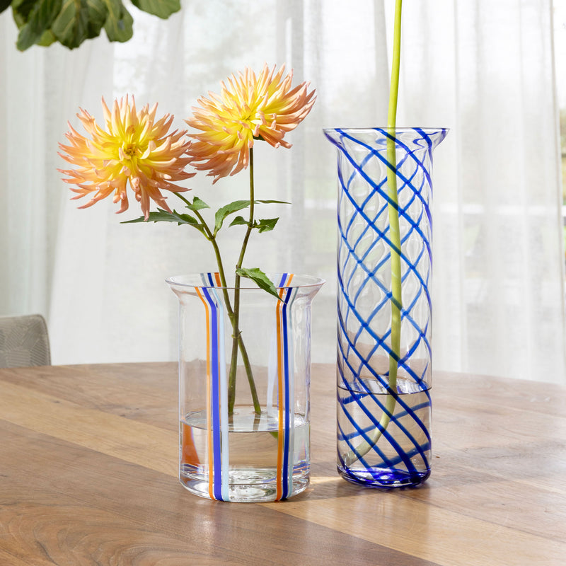 &klevering - Yogu Vase | 42 x Ø 11 cm / spiral blue