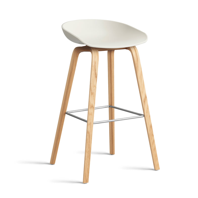 HAY - About A Stool AAS 32 (Kunststoffgleiter) | H 75 cm / melange cream 2.0 / Eiche lackiert / Edelstahl