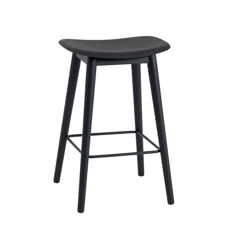 Muuto - Fiber Barhocker Wood Base | schwarz / Eiche schwarz