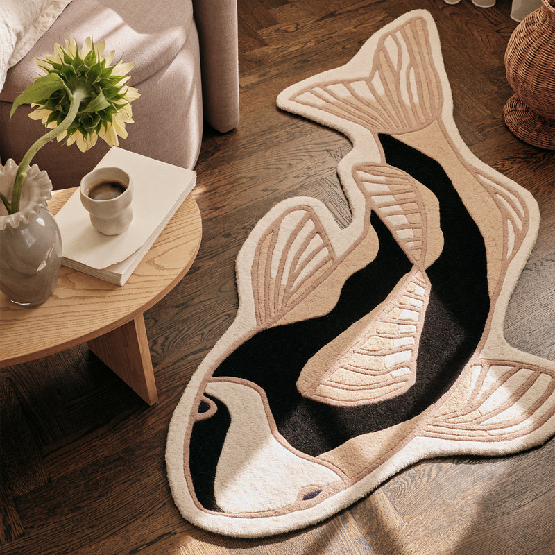 Broste Copenhagen - Koi Teppich | schwarz/beige