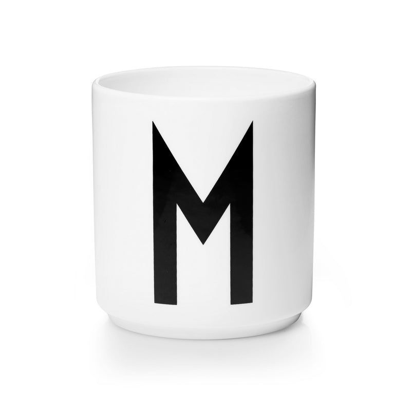 Design Letters - AJ Porzellan Becher A-Z | M / weiß