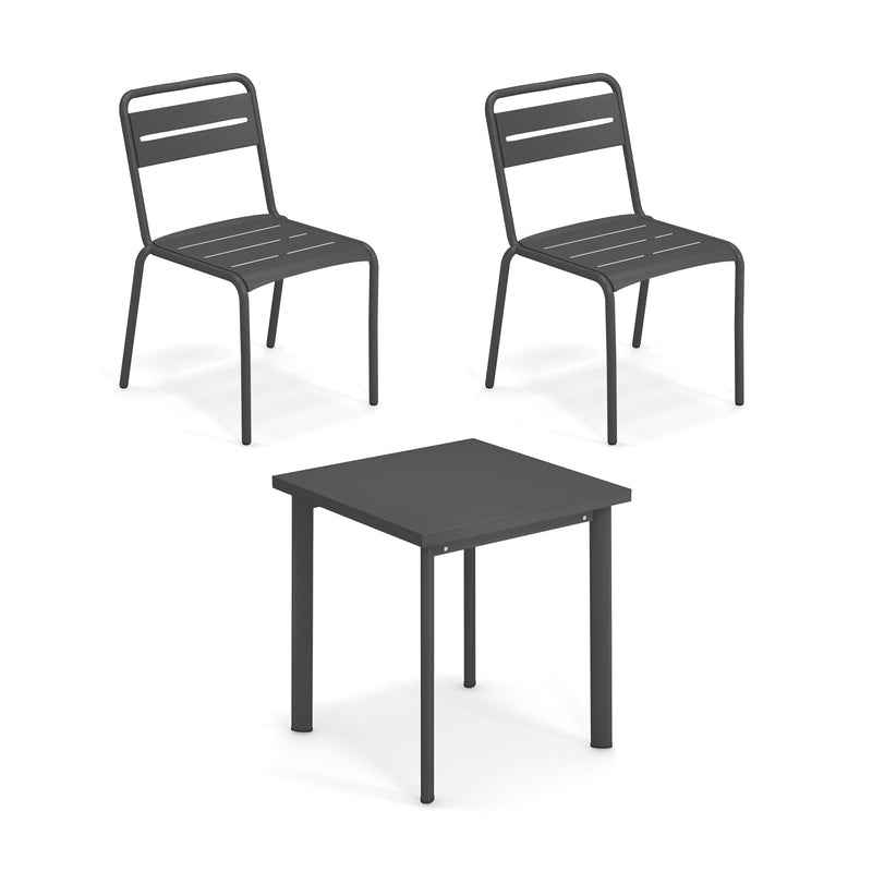 Emu - Star Outdoor Tisch 160 x 90 cm + Armlehnstuhl (4er-Set) | Stuhl / 70 x 70 cm / antikeisen