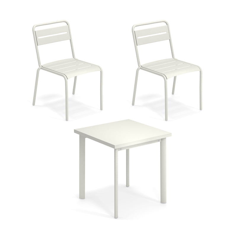Emu - Star Outdoor Tisch 160 x 90 cm + Armlehnstuhl (4er-Set) | Stuhl / 70 x 70 cm / weiß