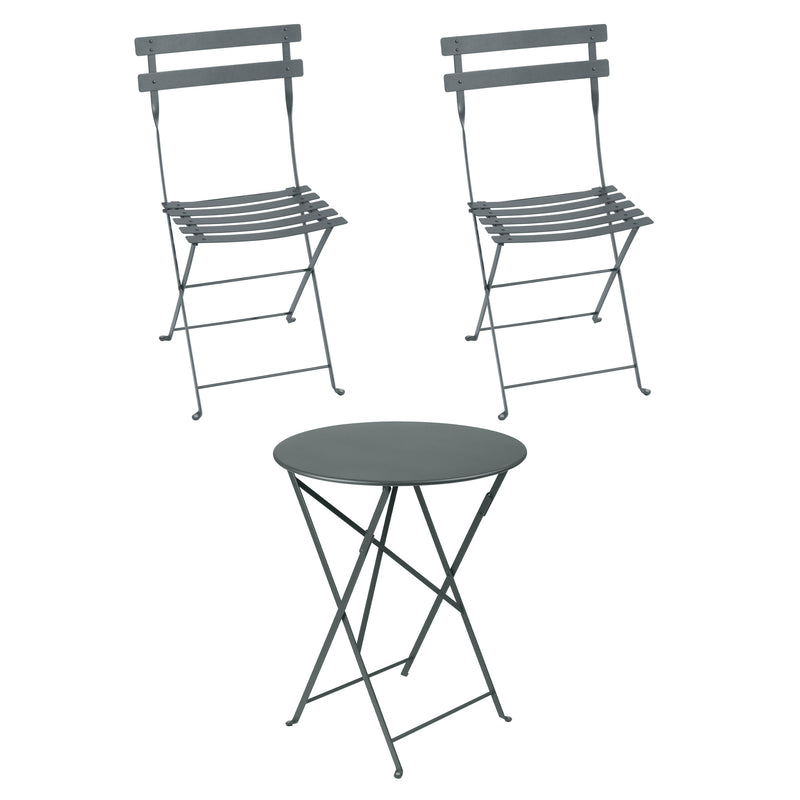 Fermob - Bistro Klapptisch + 2 Klappstühle | gewittergrau