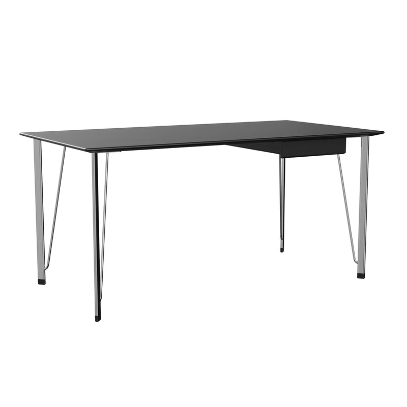 Fritz Hansen - FH3605 Schreibtisch | inkl. Schublade / Esche schwarz lackiert / Chrom