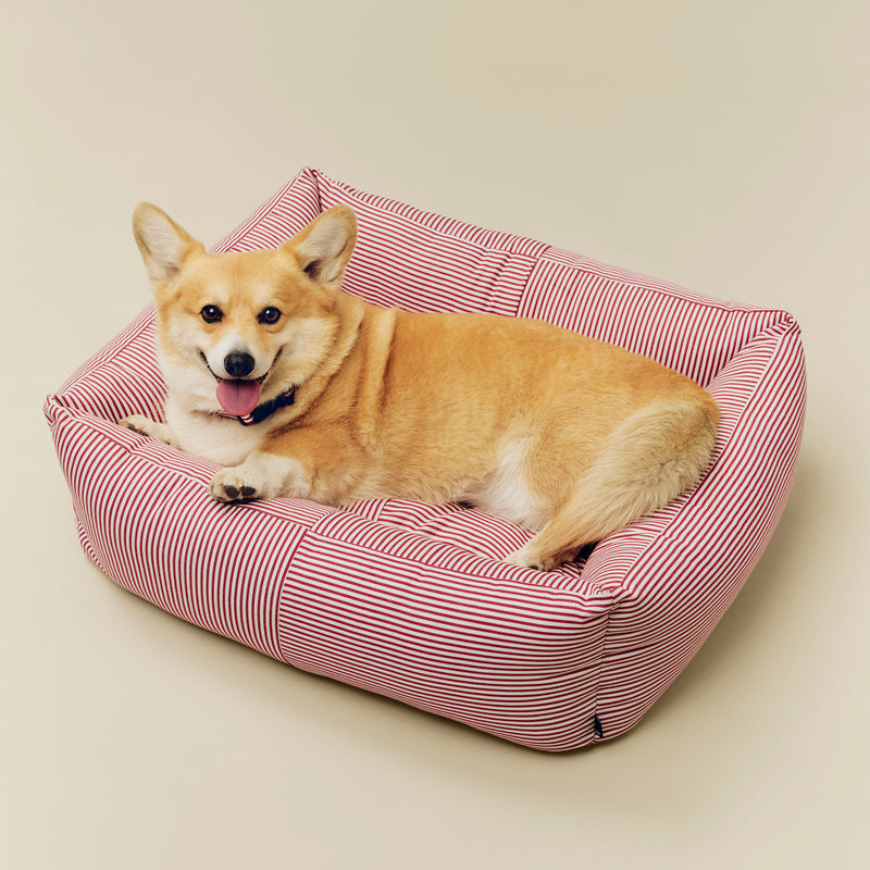 HAY - Dogs Hundebett | Zip / M / rot/weiße Streifen