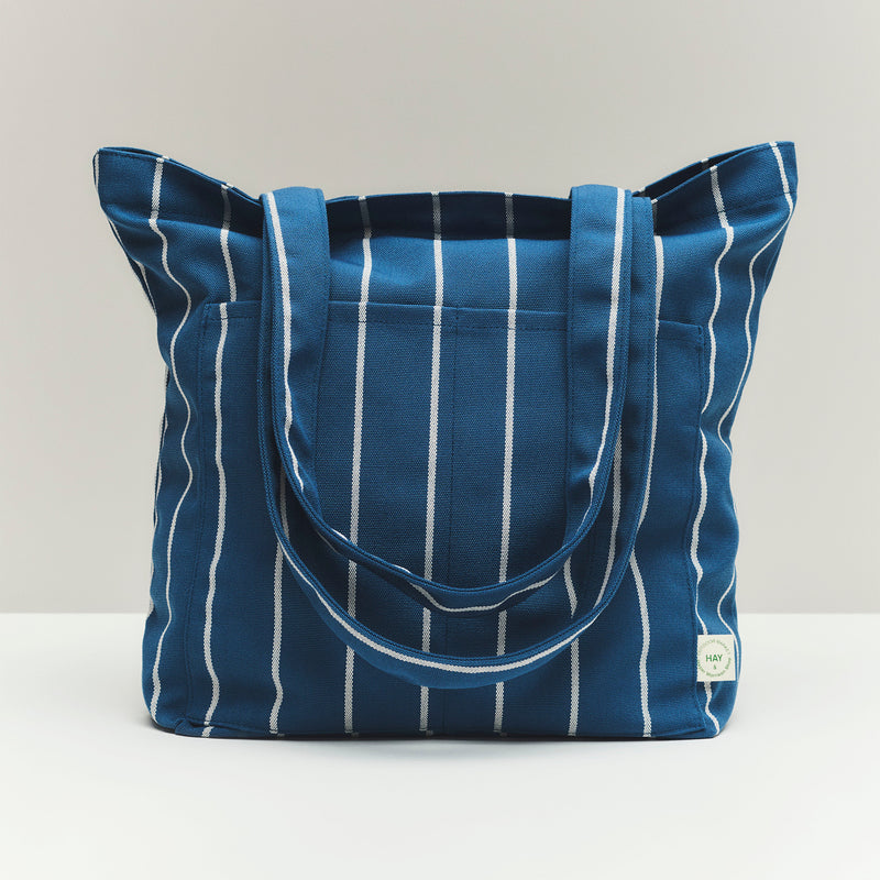 HAY - Outdoor Market Tote Bag | blue with beige stripe
