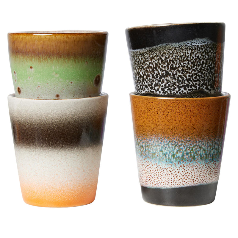 HKliving - 70's Espresso Tassen & Becher | 4er-Set / Ristretto / good vibes