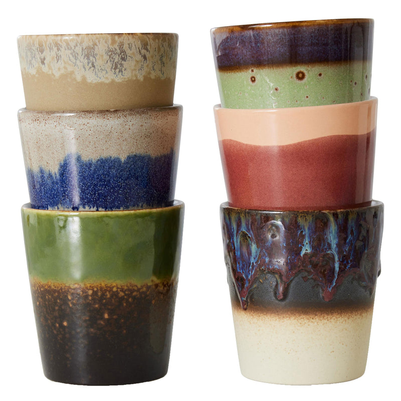 HKliving - 70's Kaffeebecher | 6er-Set / 230 ml / grounding
