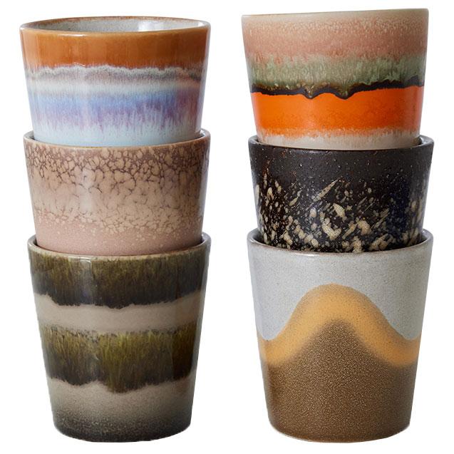 HKliving - 70's Kaffeebecher | 6er-Set / 230 ml / elements