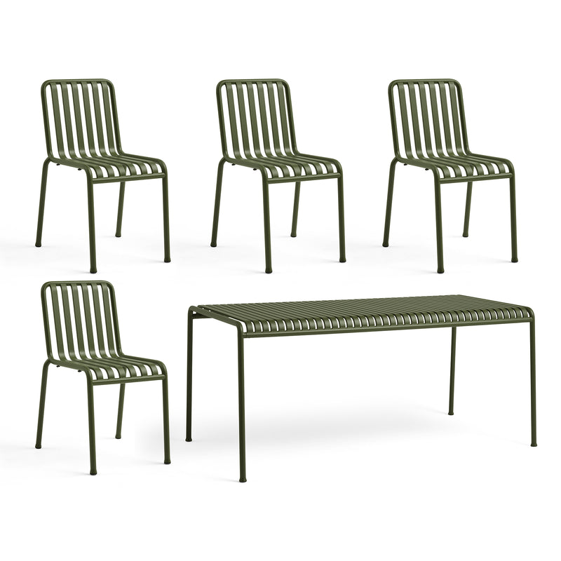 HAY - Palissade Tisch 170 x 90 cm + 4x Chair | olive