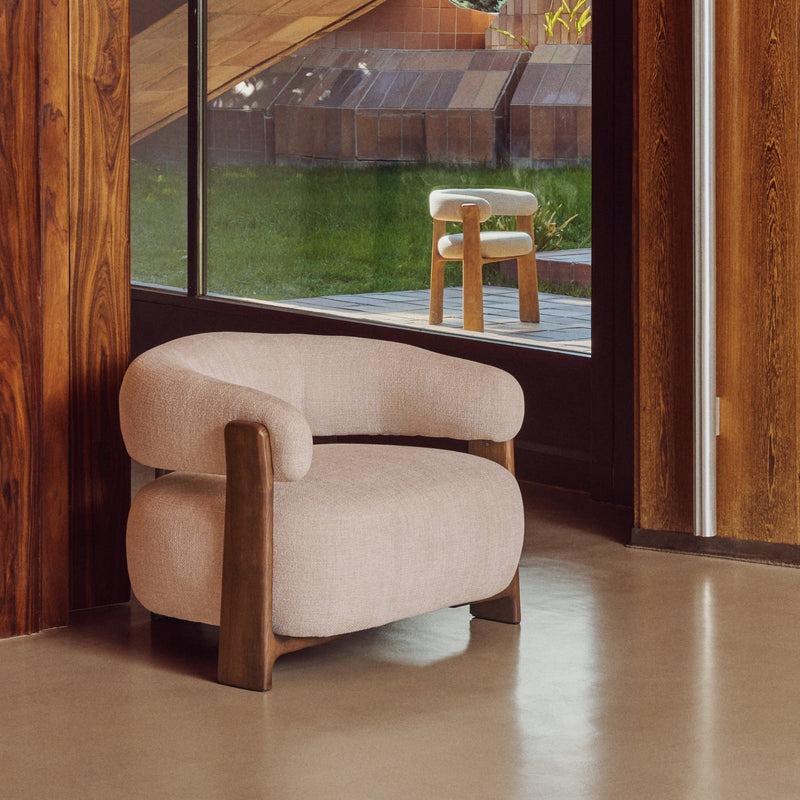 Kave Home - Granite Sessel | Beige / Esche dunkel