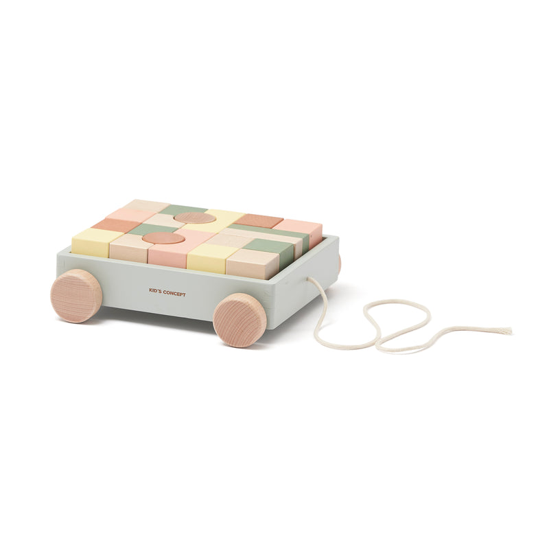 Kids Concept - Edvin Wagen mit Holzklötzen |
