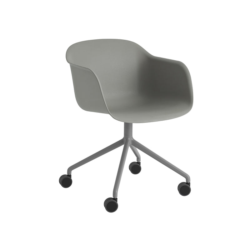 Muuto - Fiber Armchair Swivel mit Rollen | grau
