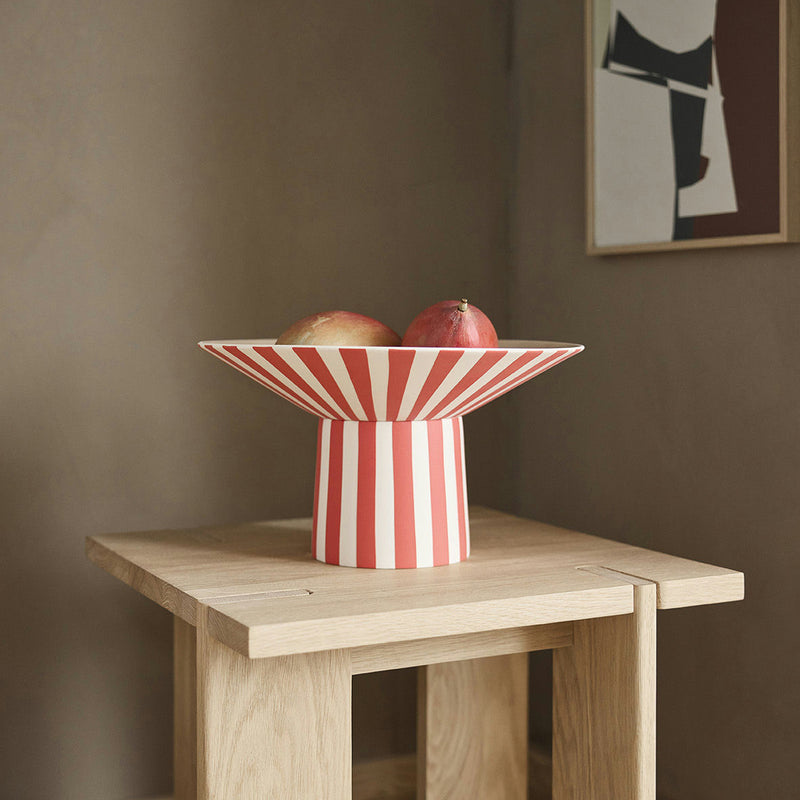 OYOY - Toppu Centerpiece Dekoschale mit Fuß | Ø 30 x H 17 cm / red/peach