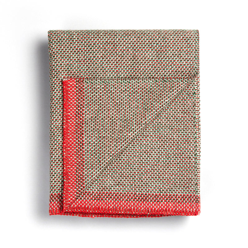 Røros Tweed - Una Wolldecke | bicolor rot/grün