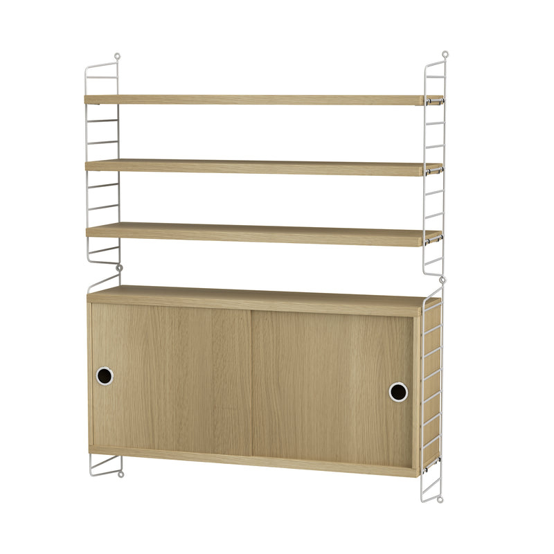 String - Wandregal mit Schrank | Eiche/weiß