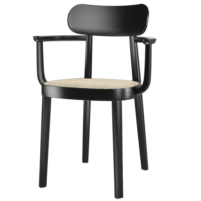 Thonet - 118 F Armlehnstuhl Rohrgeflecht | Buche schwarz gebeizt