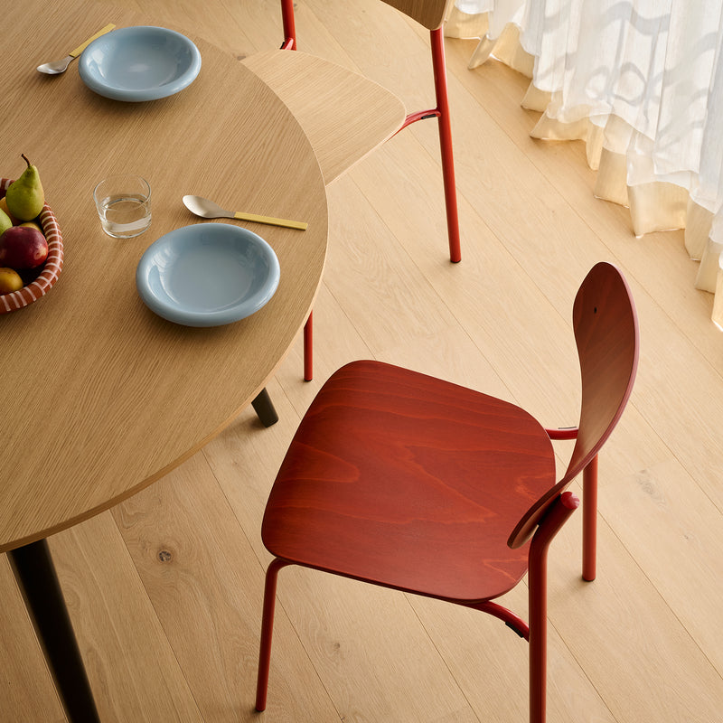 Thonet - S 243 Stuhl | Buche rostrot gebeizt / tomatenrot