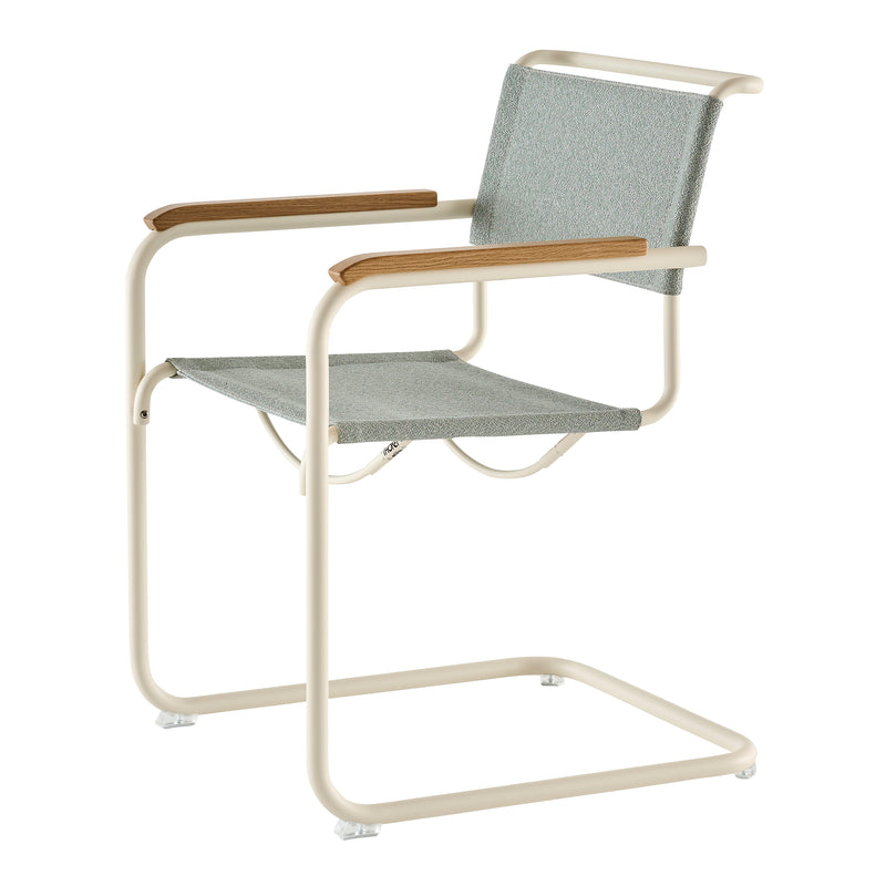 Thonet - S 34 V Armlehnstuhl | Stoff Rohi Cento ray / Perlweiß