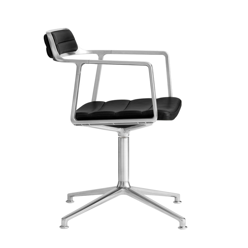Vipp - 452 Drehstuhl | Gleiter / Leder schwarz / Aluminium poliert