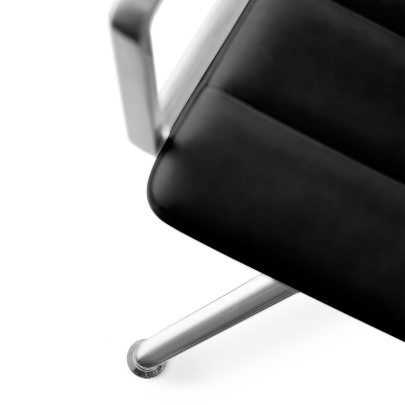 Vipp - 452 Drehstuhl | Gleiter / Leder schwarz / Aluminium poliert