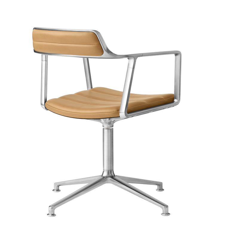 Vipp - 452 Drehstuhl | Gleiter / Leder camel / Aluminium poliert