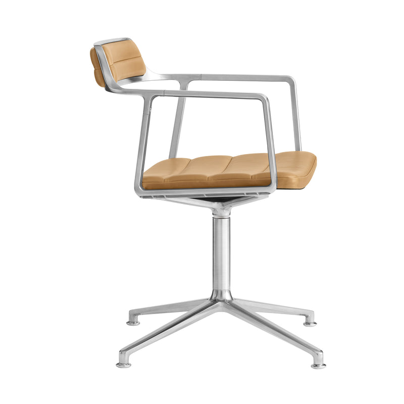 Vipp - 452 Drehstuhl | Gleiter / Leder camel / Aluminium poliert