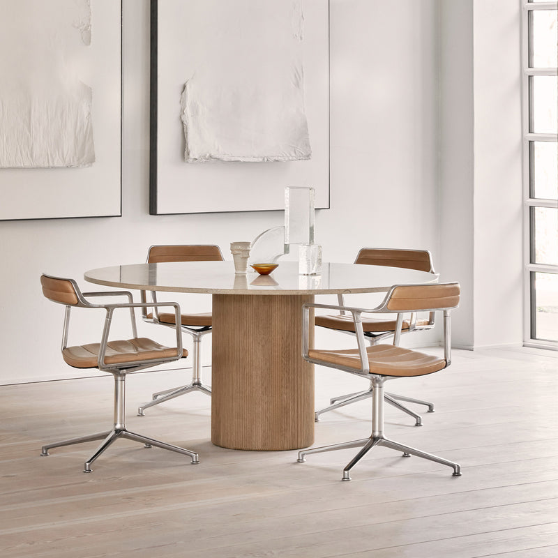 Vipp - 452 Drehstuhl | Gleiter / Leder camel / Aluminium poliert
