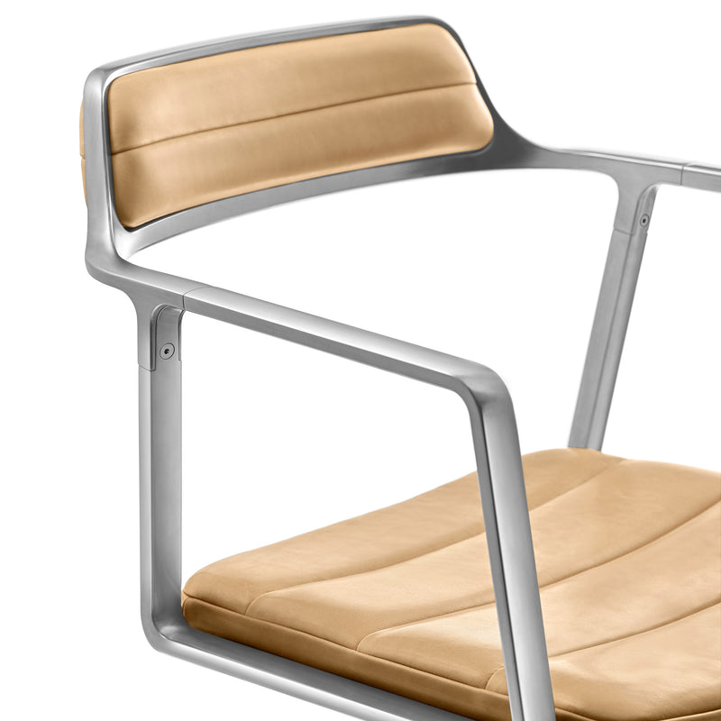 Vipp - 452 Drehstuhl | Gleiter / Leder camel / Aluminium poliert