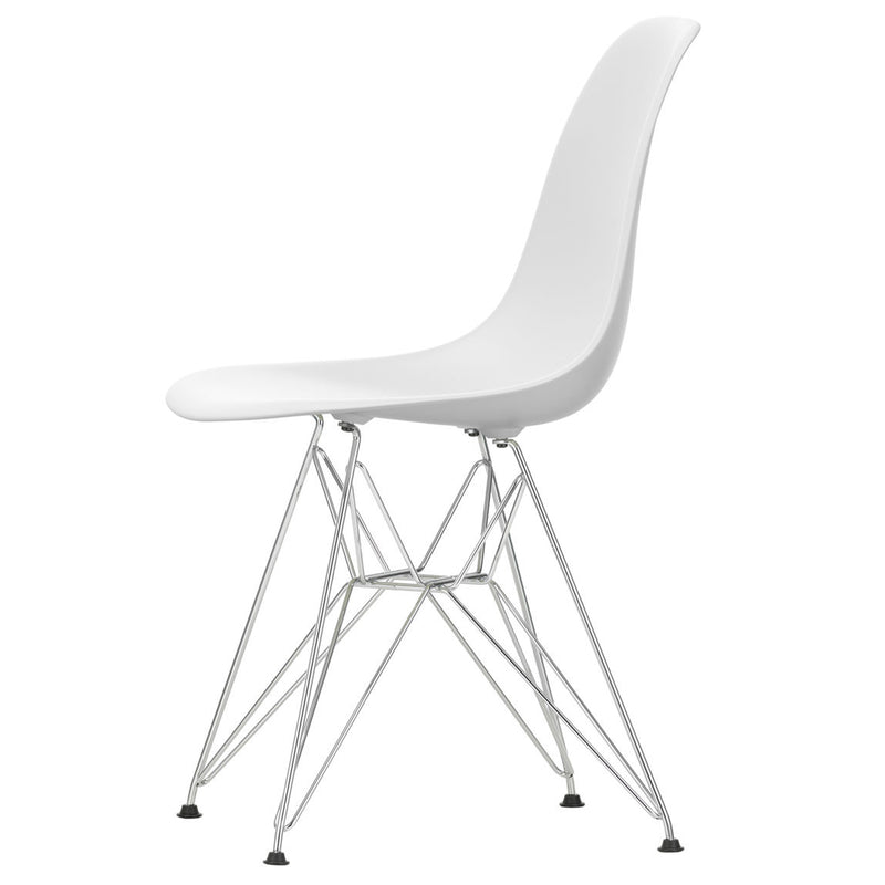 Vitra - Eames Plastic Side Chair DSR RE | Filzgleiter basic dark / cotton weiß RE / verchromt