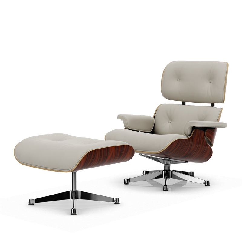 Vitra - Lounge Chair & Ottoman | Leder Premium F 72 snow / Santos Palisander / poliert