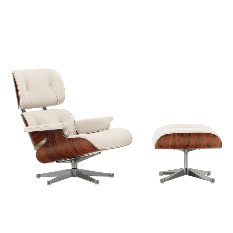 Vitra - Lounge Chair & Ottoman | Leder Premium F 72 snow / Santos Palisander / poliert