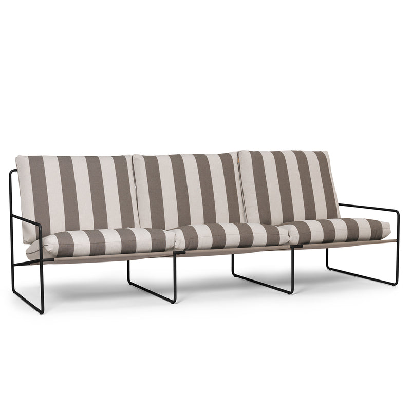 Ferm Living - Desert Stripe Outdoor 3-Sitzer Sofa | schwarz