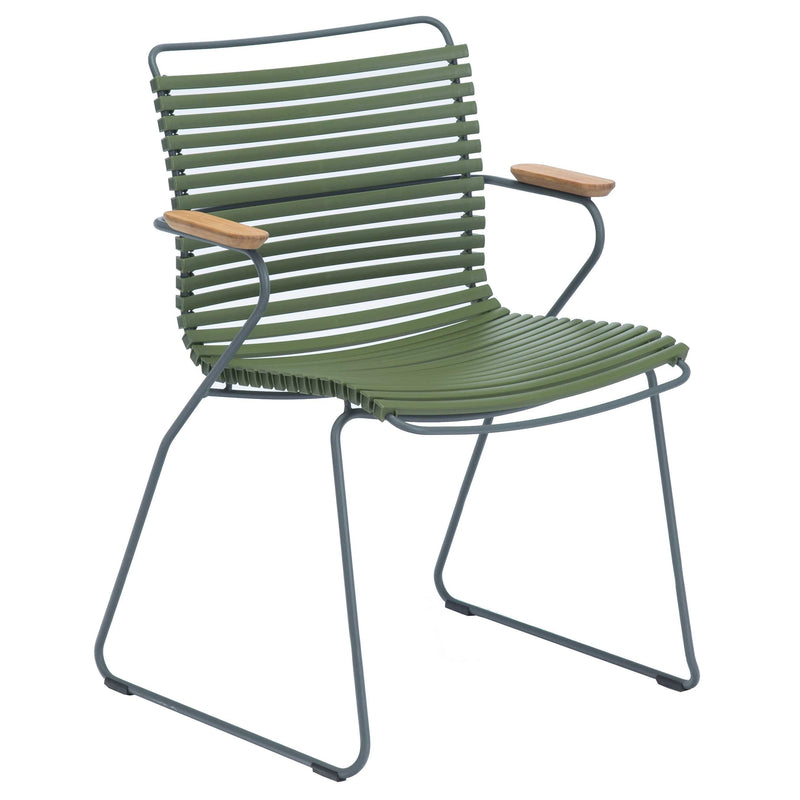 HOUE - CLICK Outdoor Dining Armlehnstuhl mit niedriger Lehne | olivgrün