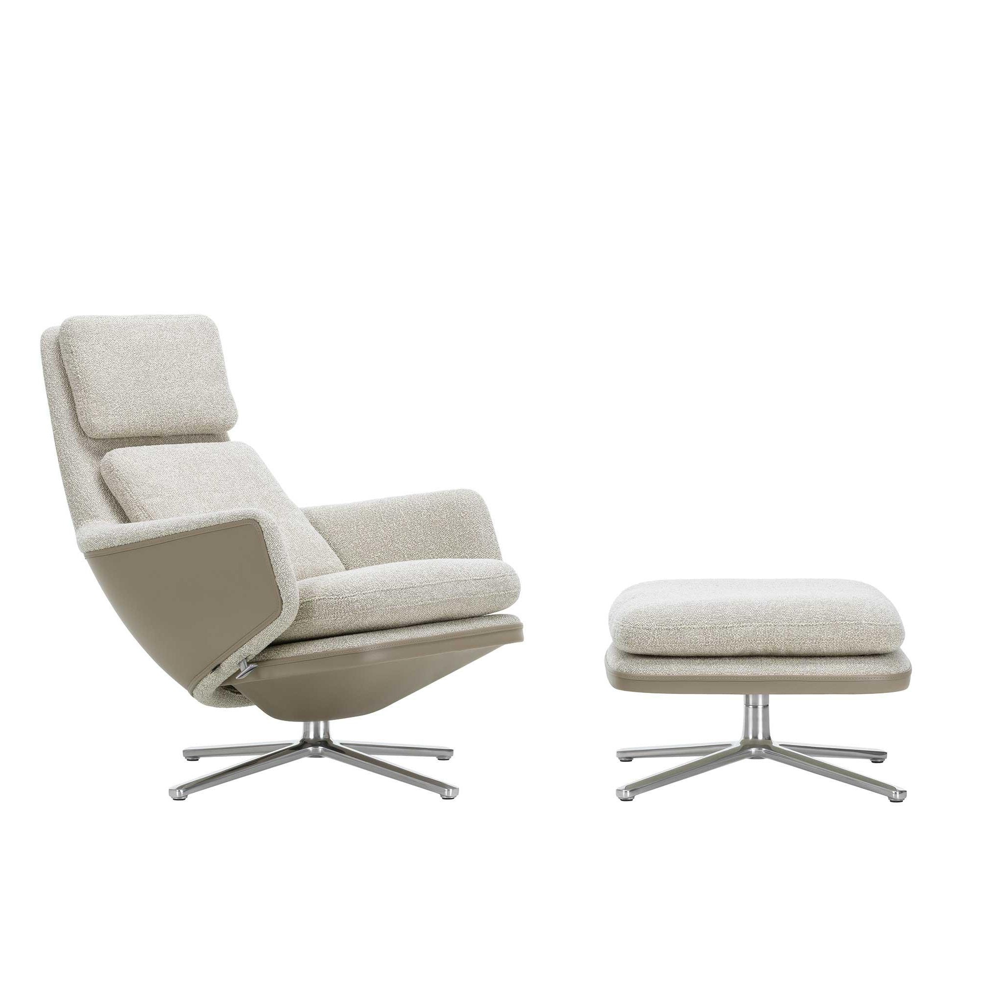 Vitra - Grand Relax Sessel &amp; Ottoman | Nubia elfenbein / Leder / sand
