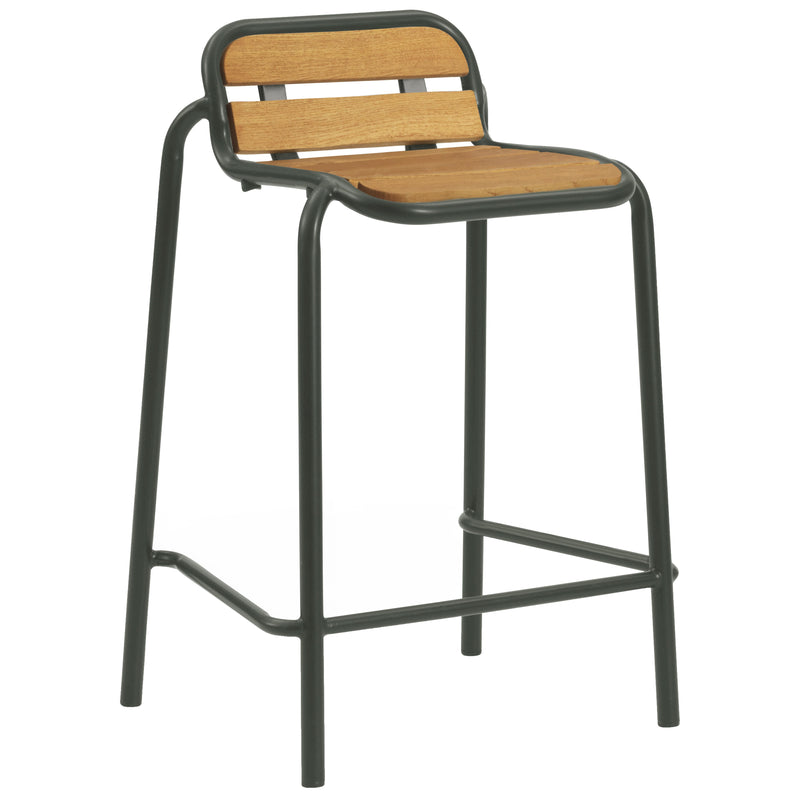 Normann Copenhagen - Vig Outdoor Barstuhl | Robinie natur / H 65 cm / dunkelgrün