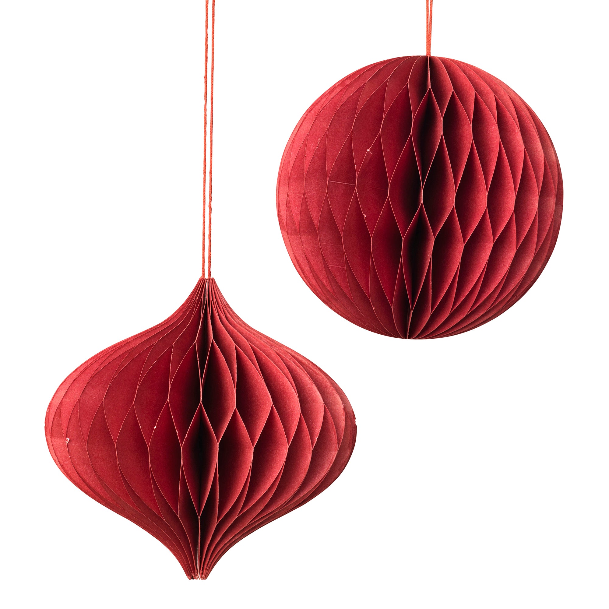 Broste Copenhagen - Christmas Mix Deko-Anhänger | 2er-Set / Ø 13 x H 13 cm / pompeian red