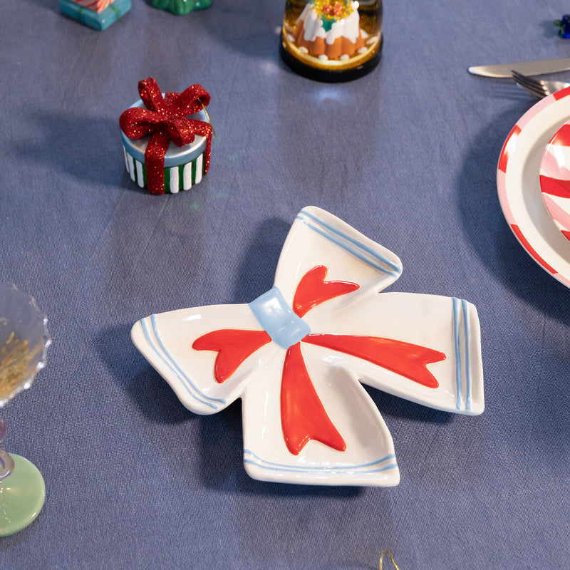 &amp;klevering - Ribbon Dekoschale | off-white/red
