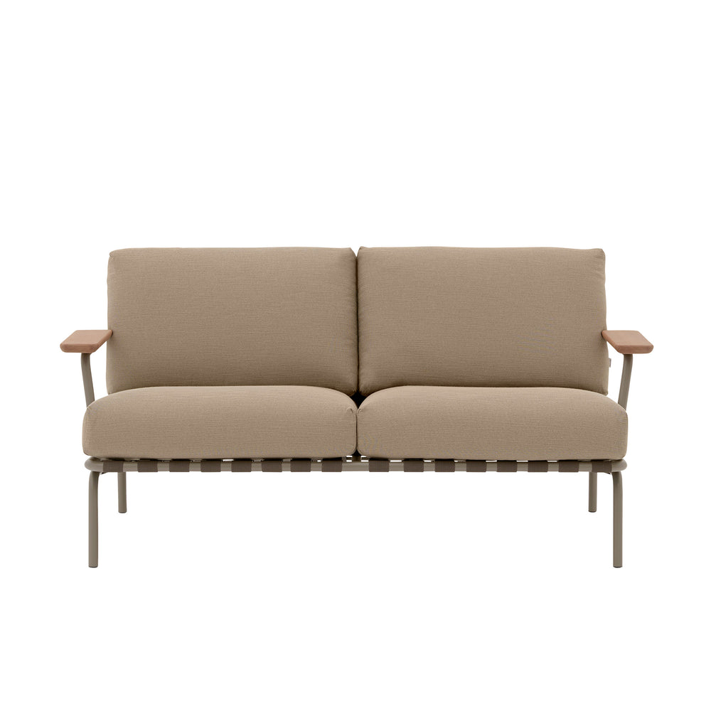 Muuto - Settle Outdoor 2-Sitzer Sofa | braun/taupe (Stoff Ribbed Weave 5)