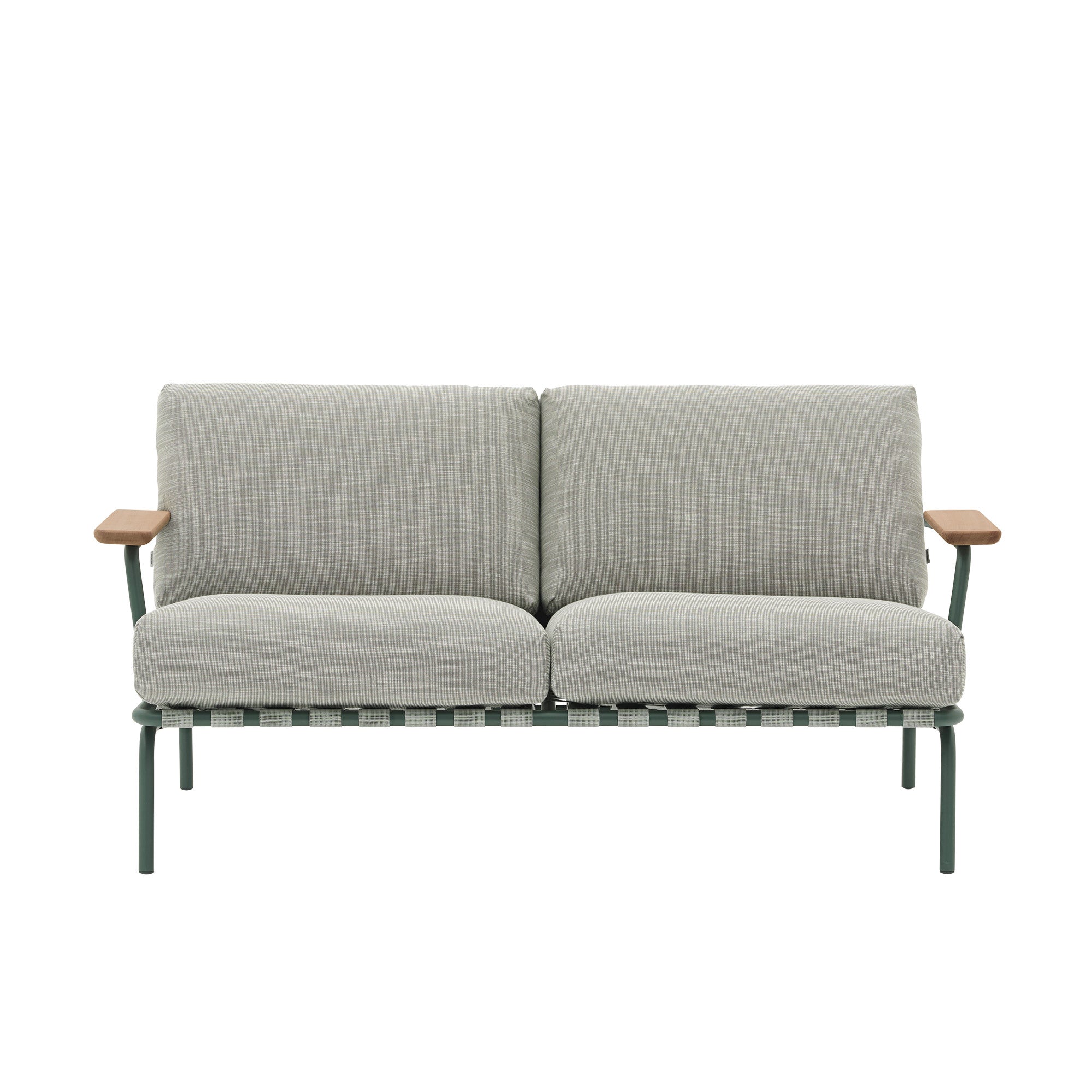 Muuto - Settle Outdoor 2-Sitzer Sofa | grün/dunkelgrün (Stoff Ribbed Weave2)