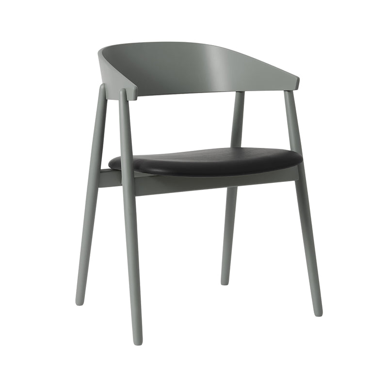 Andersen Furniture - AC2 Stuhl gepolstert | Buche grau lackiert / PU-Leder schwarz
