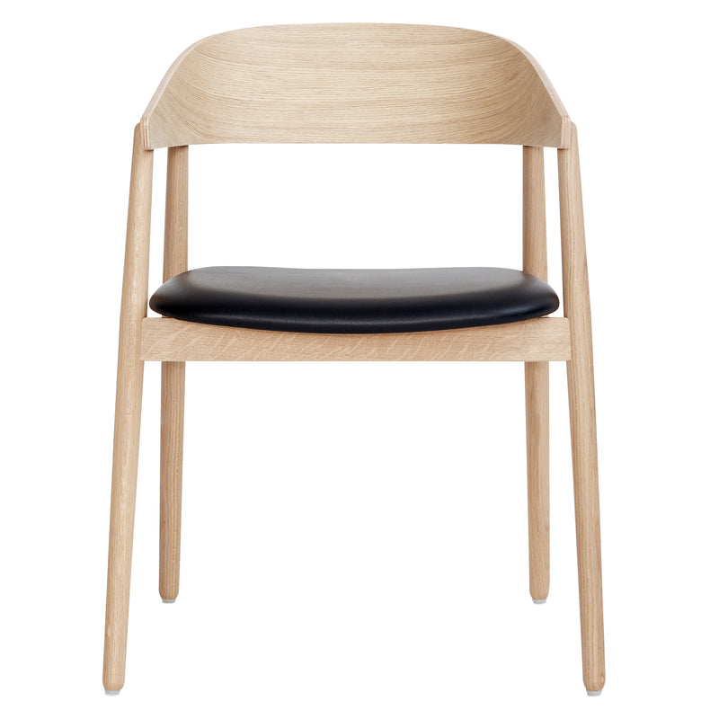 Andersen Furniture - AC2 Stuhl gepolstert | Eiche weiß pigmentiert / Leder schwarz