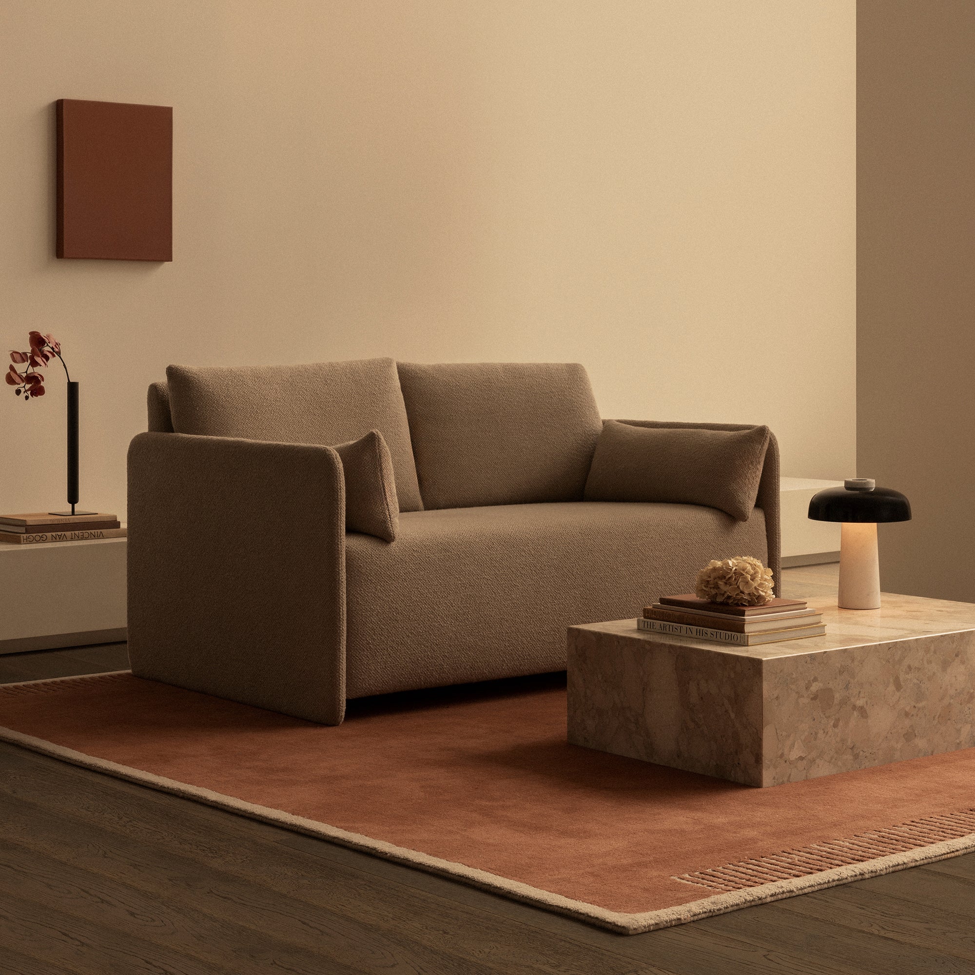 Audo - Offset Schlafsofa | Audo Bouclé beige (02) / 2-Sitzer