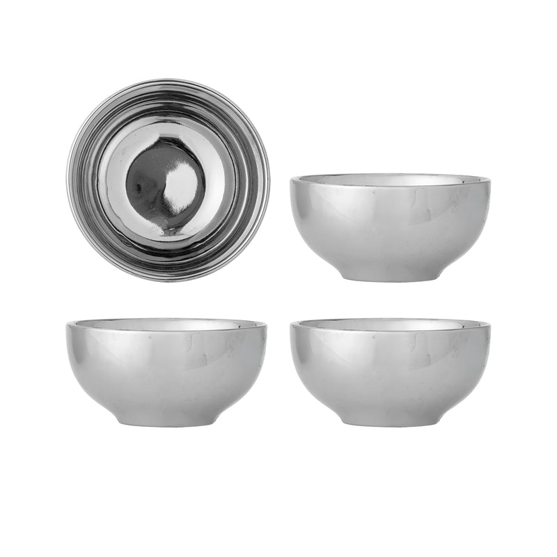 Bloomingville - Shine Schale 0.25 l, silber (4er-Set)