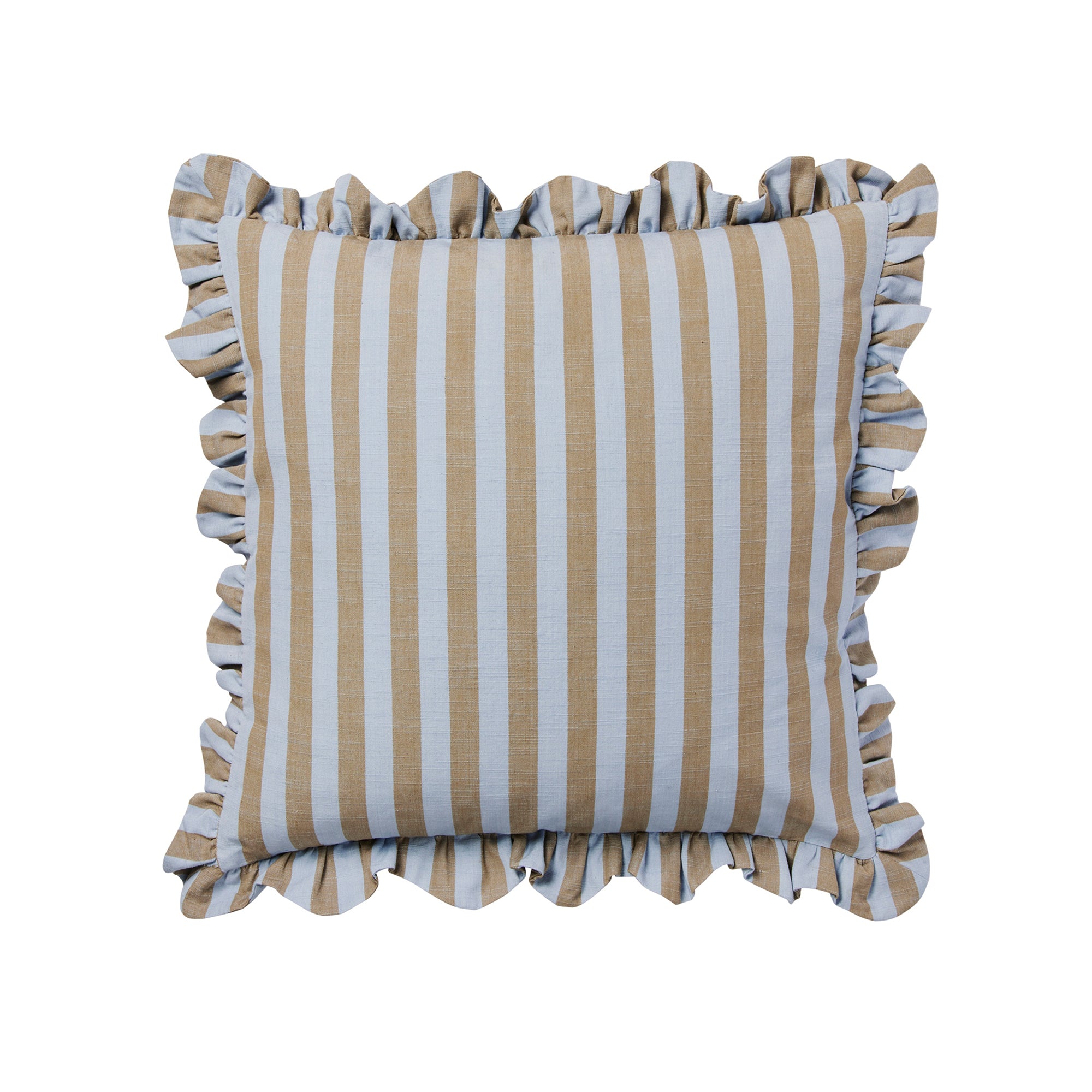 Broste Copenhagen - Ina Kissenbezug | 50 x 50 cm / dusty blue/brown kelp