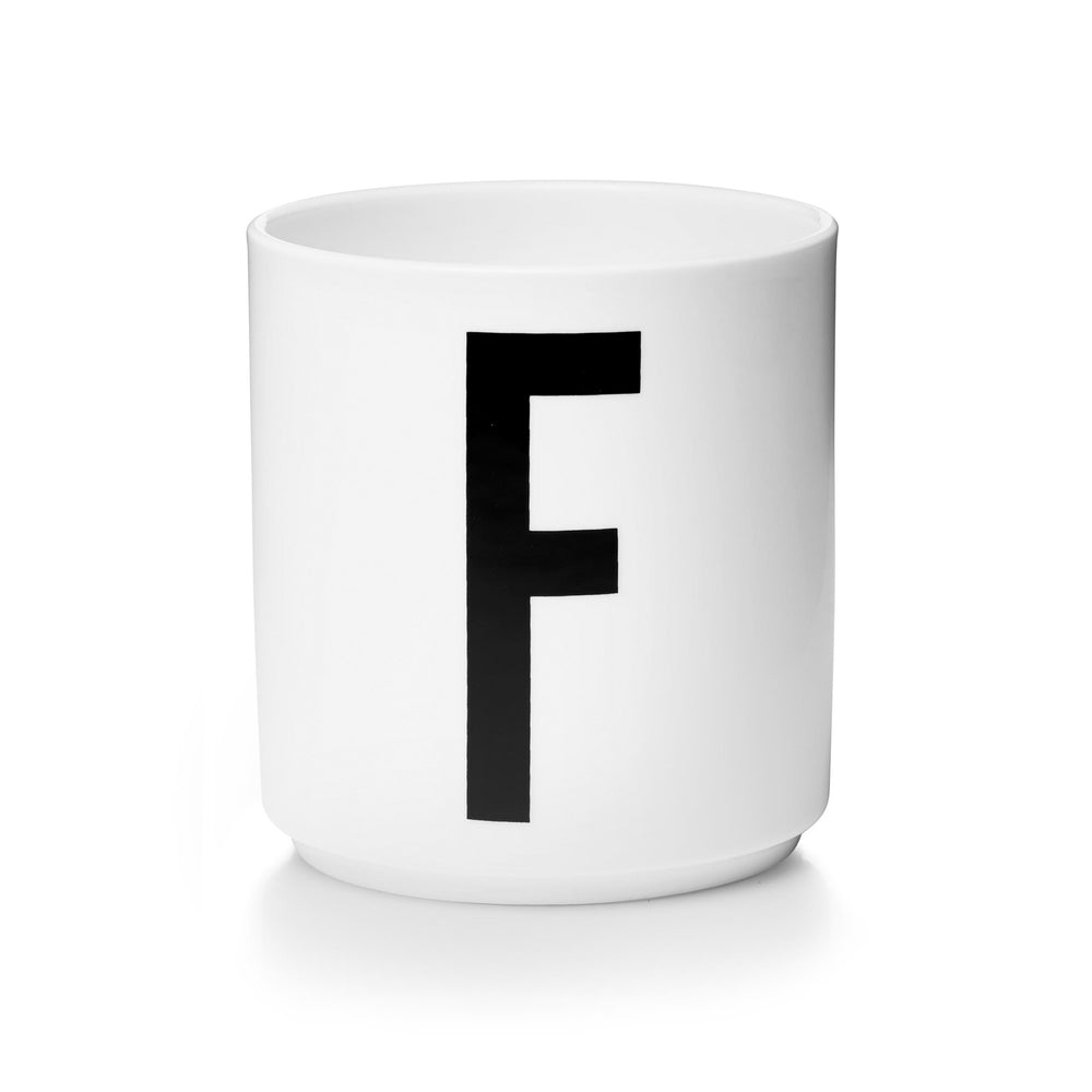 Design Letters - AJ Porzellan Becher | F / weiß