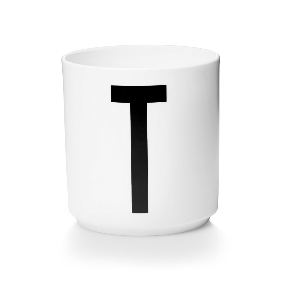 Design Letters - AJ Porzellan Becher A-Z | T / weiß