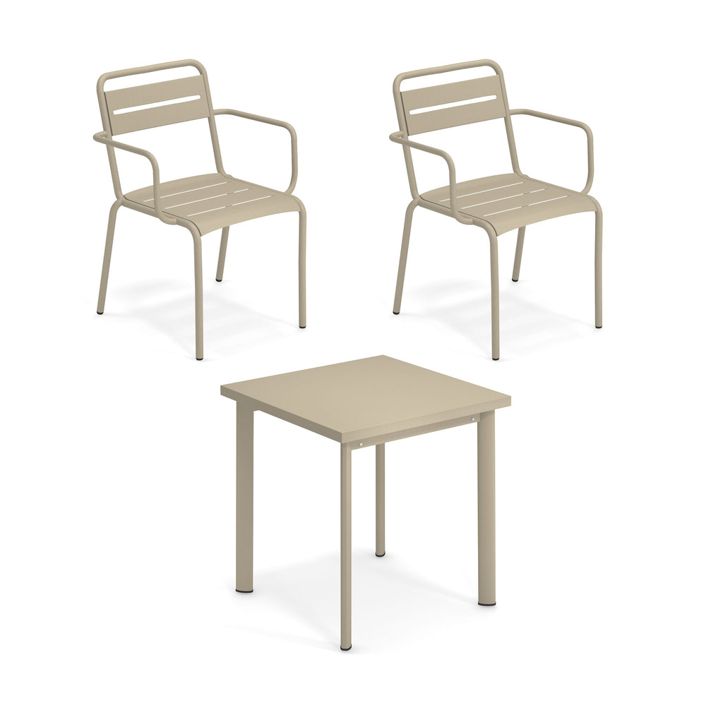 Emu - Star Outdoor Tisch 160 x 90 cm + Armlehnstuhl (4er-Set) | Armlehnstuhl / 70 x 70 cm / taupe